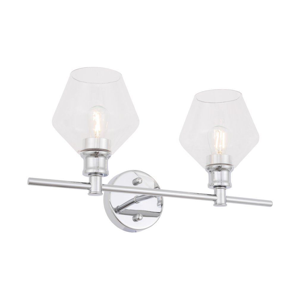 Gene 2 light Chrome and Clear glass Wall sconce