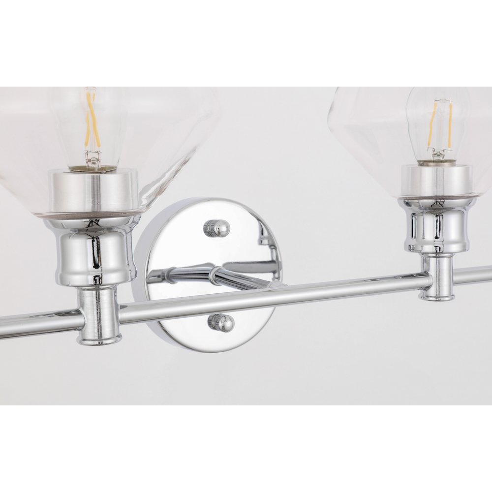 Gene 2 light Chrome and Clear glass Wall sconce