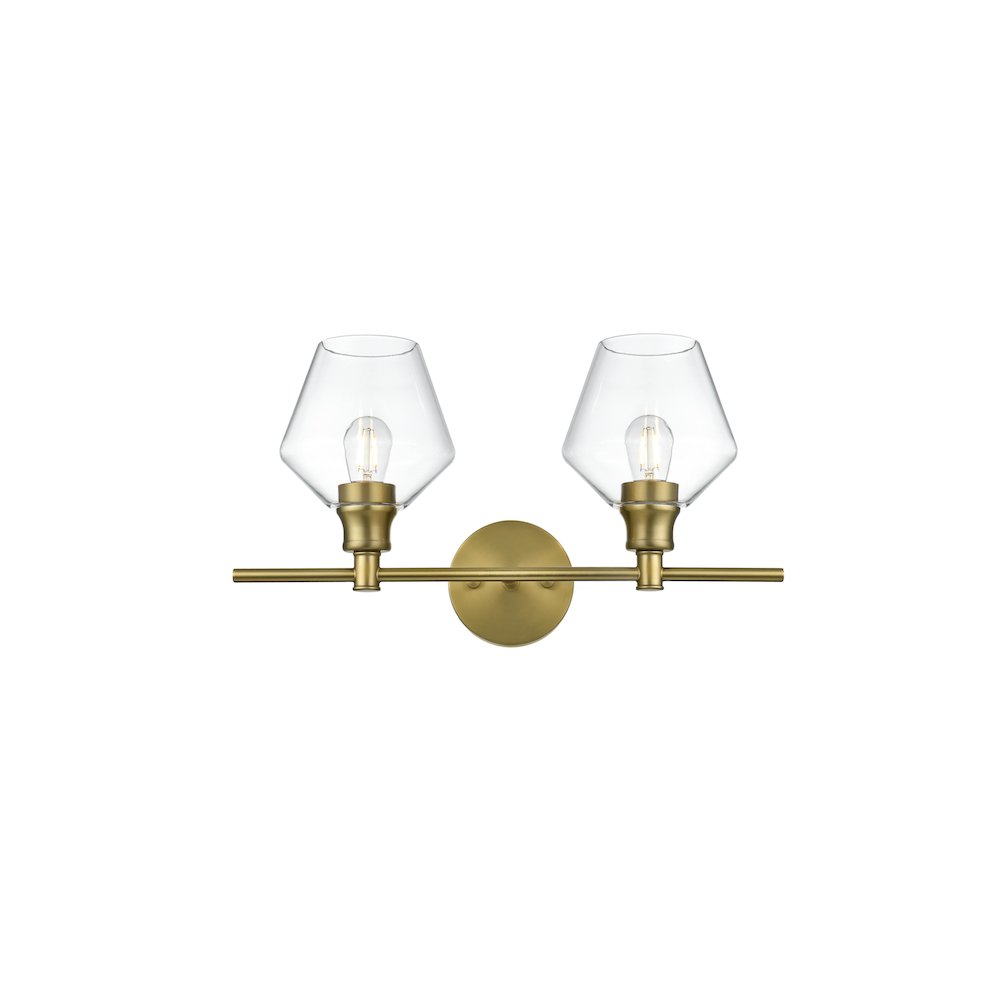Gene 2 Light Satin Gold and Clear Glass Wall Sconce