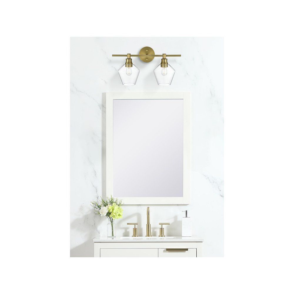 Gene 2 Light Satin Gold and Clear Glass Wall Sconce