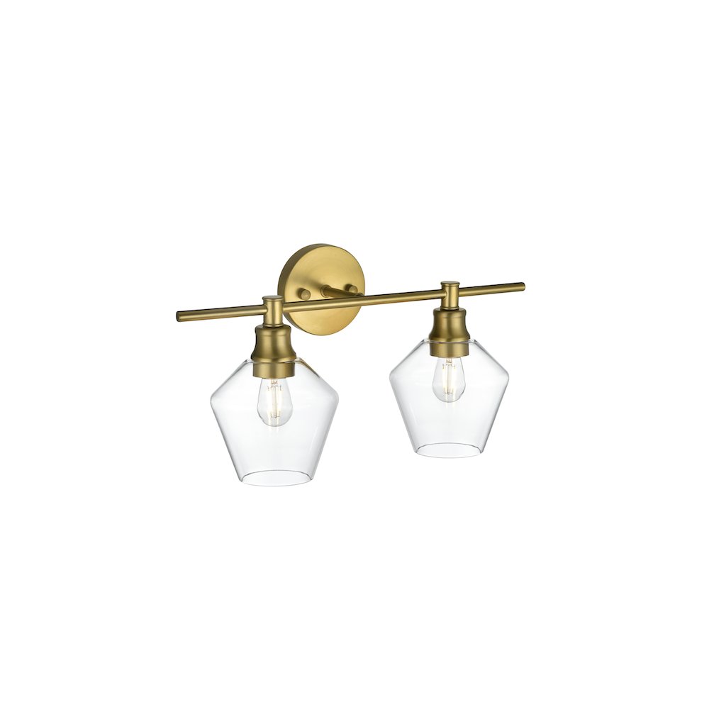 Gene 2 Light Satin Gold and Clear Glass Wall Sconce