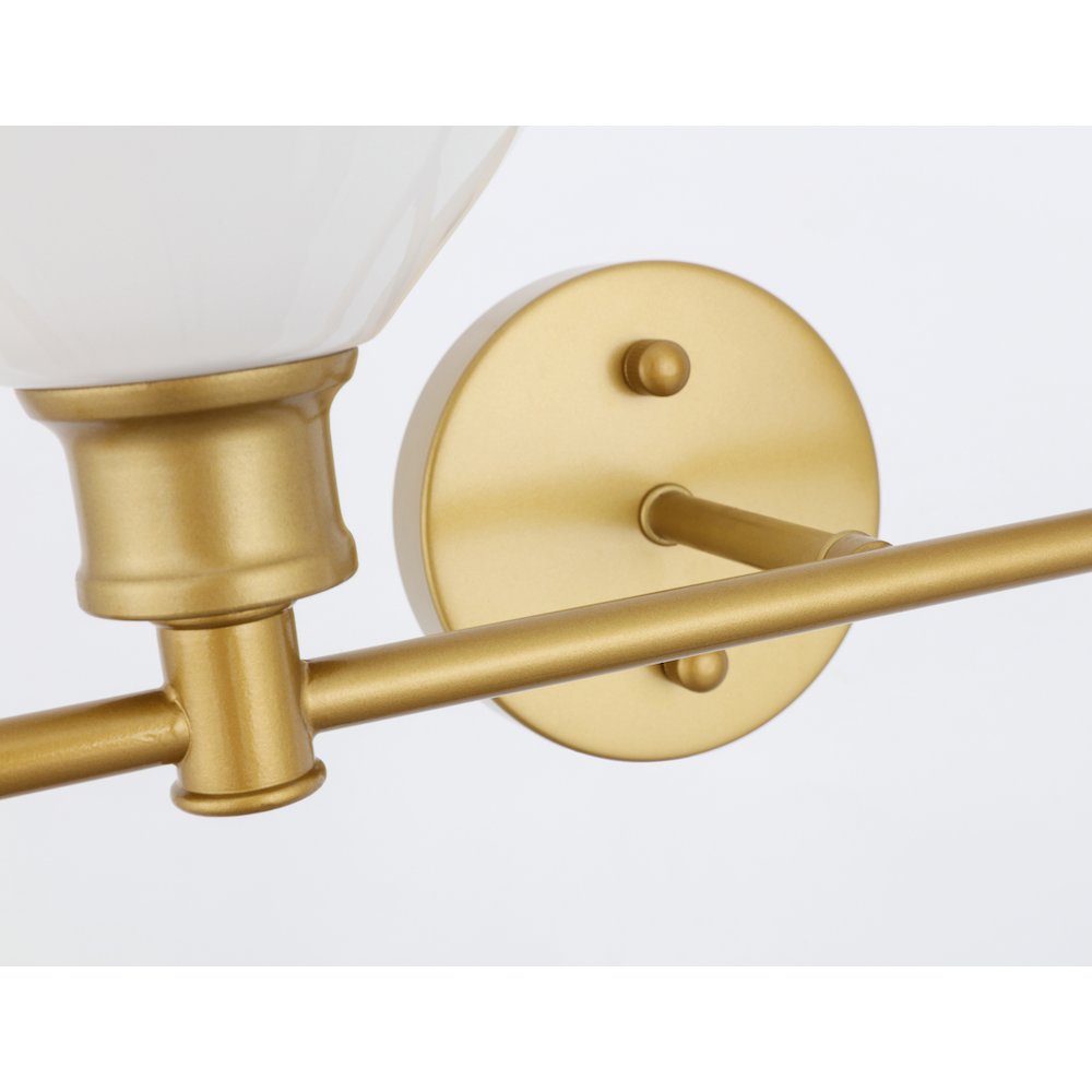 Gene 2 light Brass and Frosted white glass Wall sconce