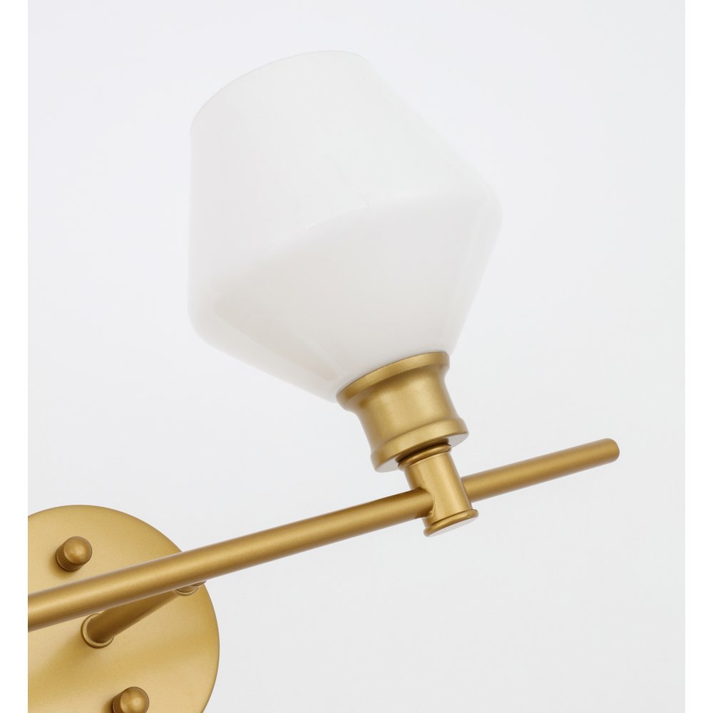 Gene 2 light Brass and Frosted white glass Wall sconce
