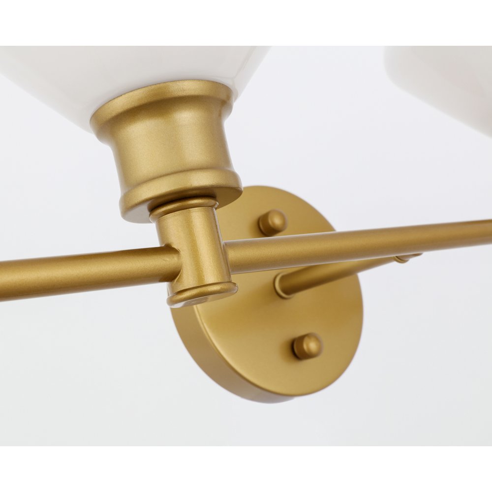 Gene 2 light Brass and Frosted white glass Wall sconce