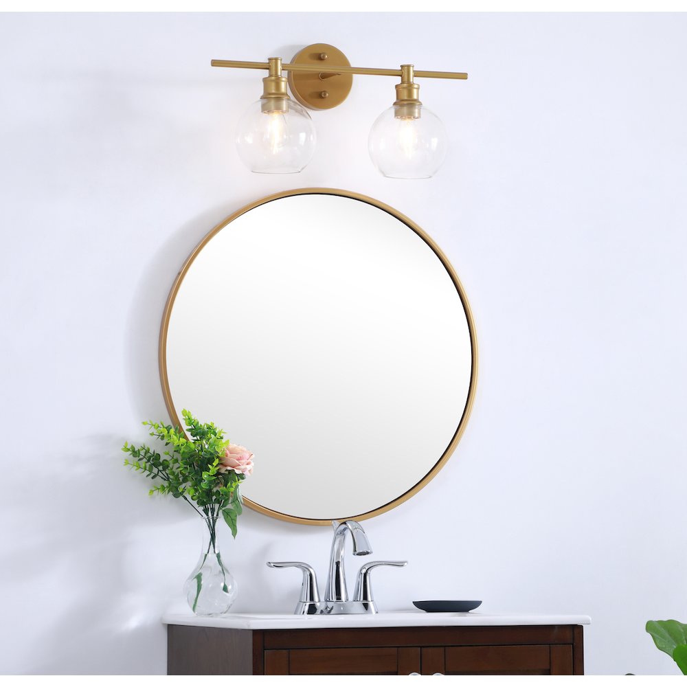 Collier 2 light Brass and Clear glass Wall sconce