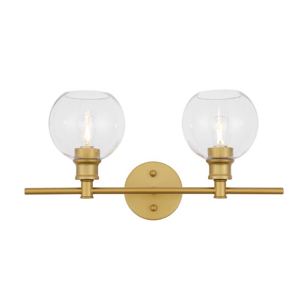 Collier 2 light Brass and Clear glass Wall sconce