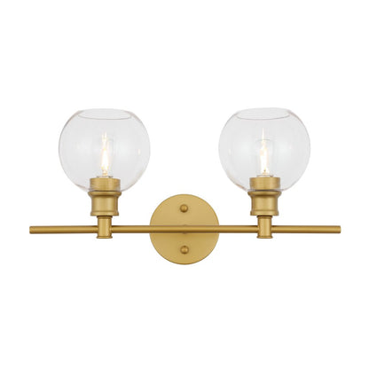 Collier 2 light Brass and Clear glass Wall sconce