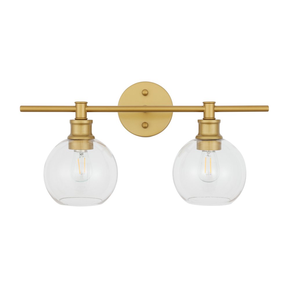 Collier 2 light Brass and Clear glass Wall sconce