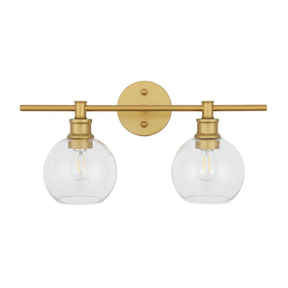 Collier 2 light Brass and Clear glass Wall sconce