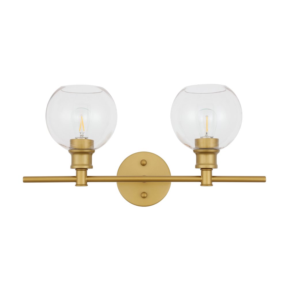 Collier 2 light Brass and Clear glass Wall sconce