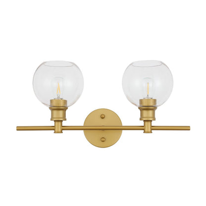 Collier 2 light Brass and Clear glass Wall sconce