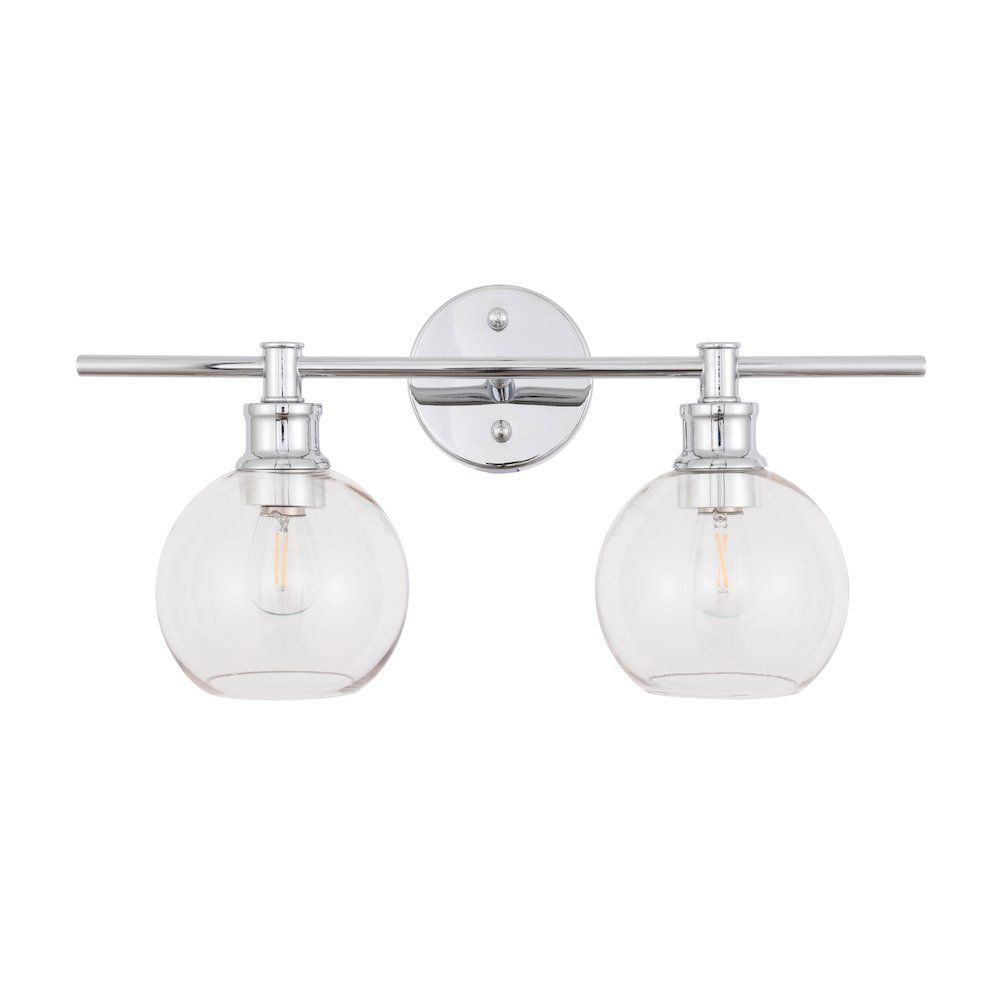 Collier 2 light Chrome and Clear glass Wall sconce