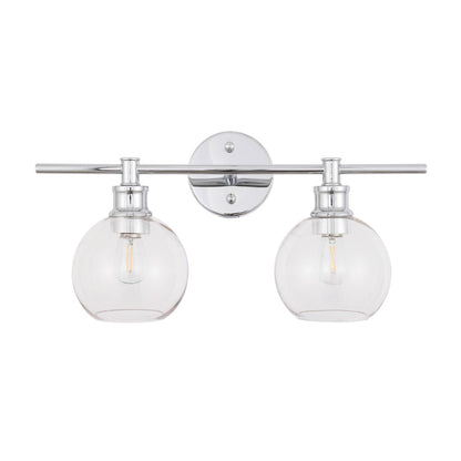 Collier 2 light Chrome and Clear glass Wall sconce