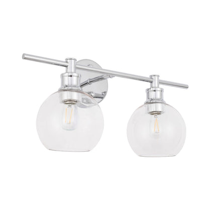 Collier 2 light Chrome and Clear glass Wall sconce