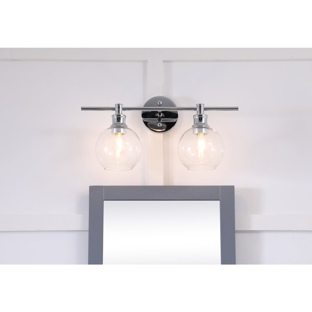 Collier 2 light Chrome and Clear glass Wall sconce