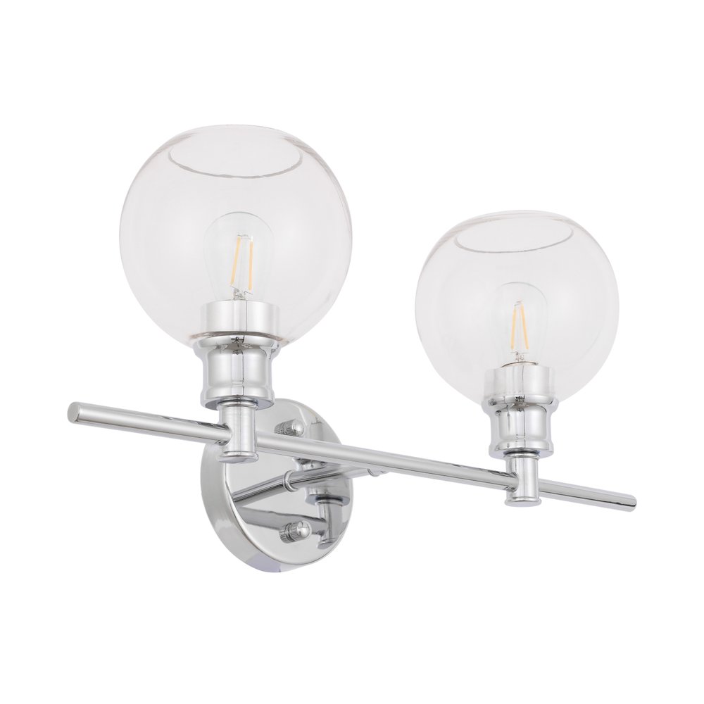 Collier 2 light Chrome and Clear glass Wall sconce