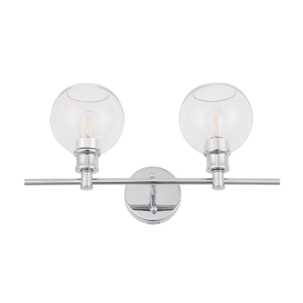 Collier 2 light Chrome and Clear glass Wall sconce