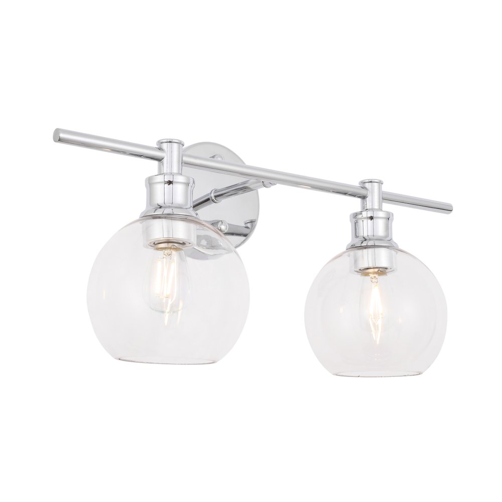 Collier 2 light Chrome and Clear glass Wall sconce