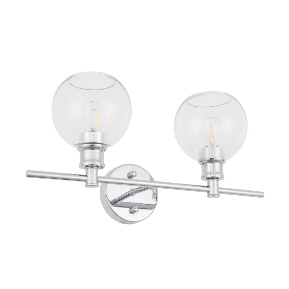 Collier 2 light Chrome and Clear glass Wall sconce