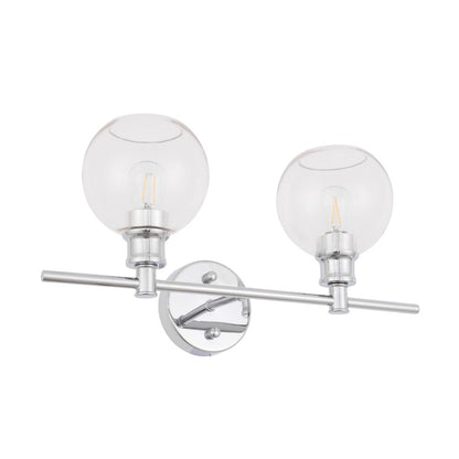 Collier 2 light Chrome and Clear glass Wall sconce
