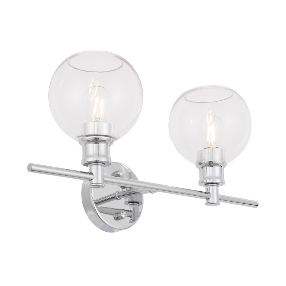 Collier 2 light Chrome and Clear glass Wall sconce