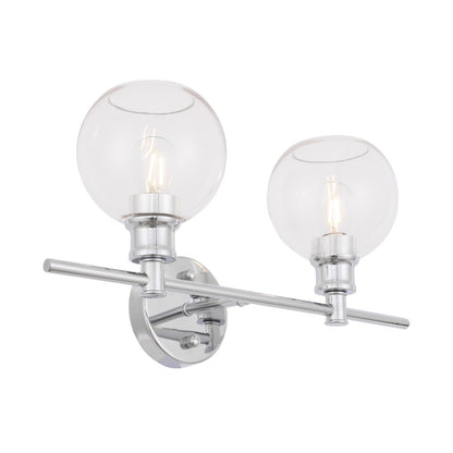 Collier 2 light Chrome and Clear glass Wall sconce