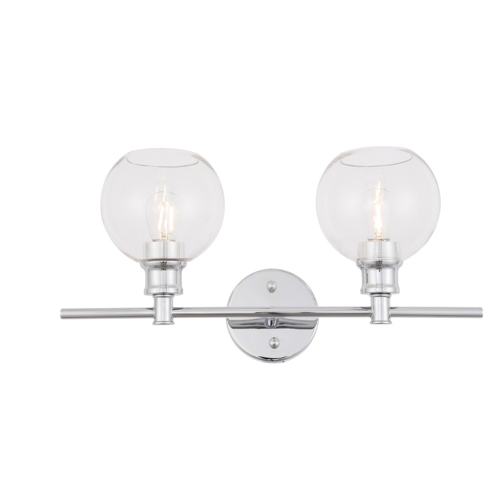 Collier 2 light Chrome and Clear glass Wall sconce