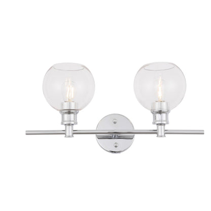 Collier 2 light Chrome and Clear glass Wall sconce