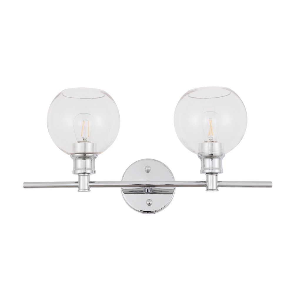 Collier 2 light Chrome and Clear glass Wall sconce