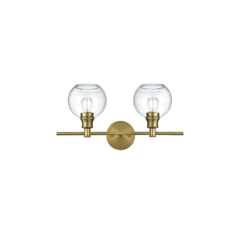 Collier 2 Light Satin Gold and Clear Glass Wall Sconce
