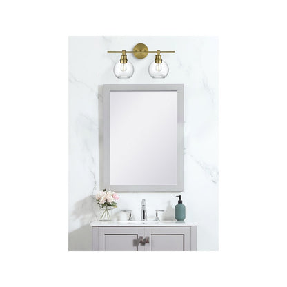 Collier 2 Light Satin Gold and Clear Glass Wall Sconce