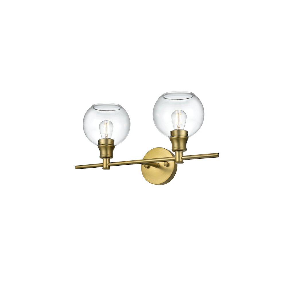 Collier 2 Light Satin Gold and Clear Glass Wall Sconce