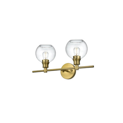 Collier 2 Light Satin Gold and Clear Glass Wall Sconce