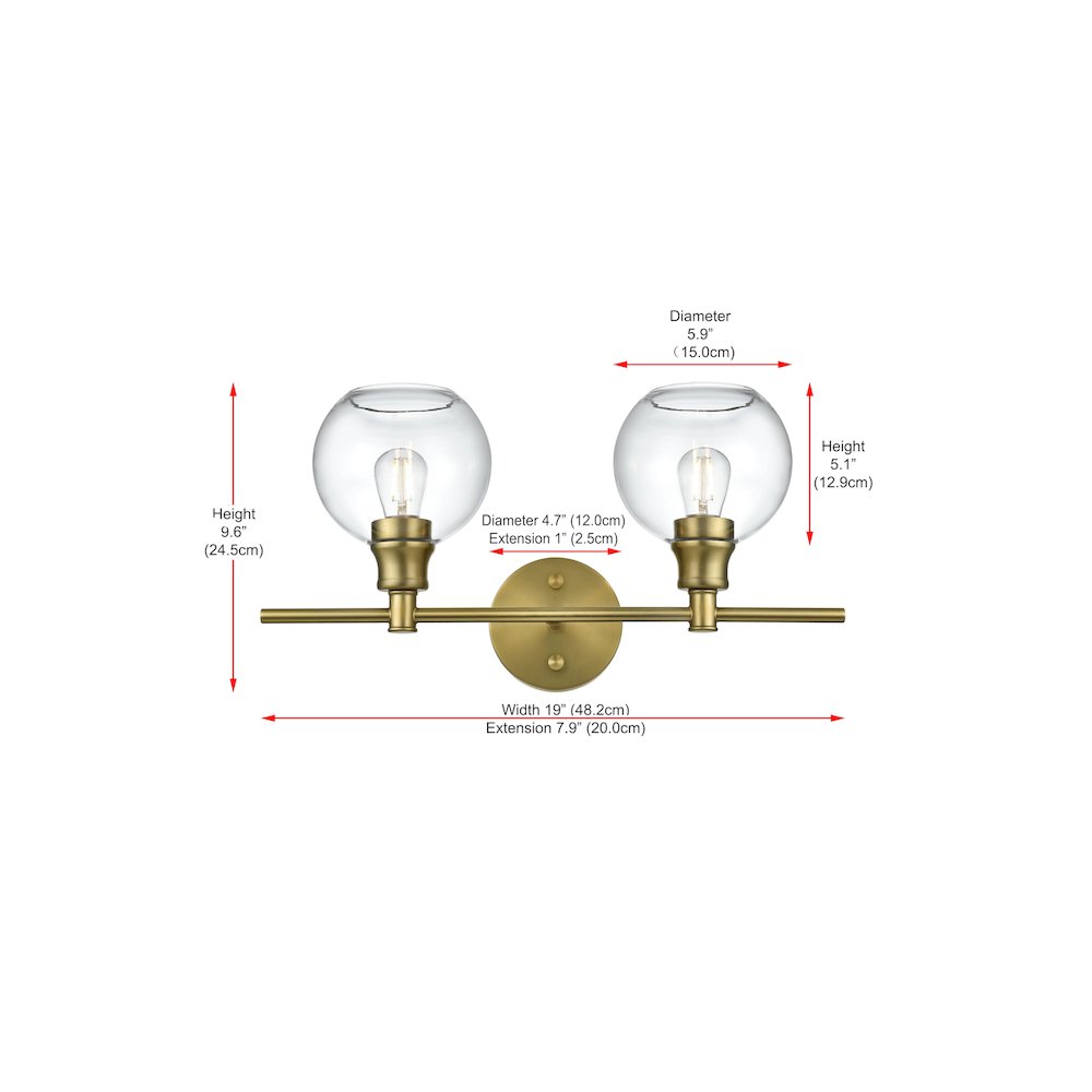 Collier 2 Light Satin Gold and Clear Glass Wall Sconce
