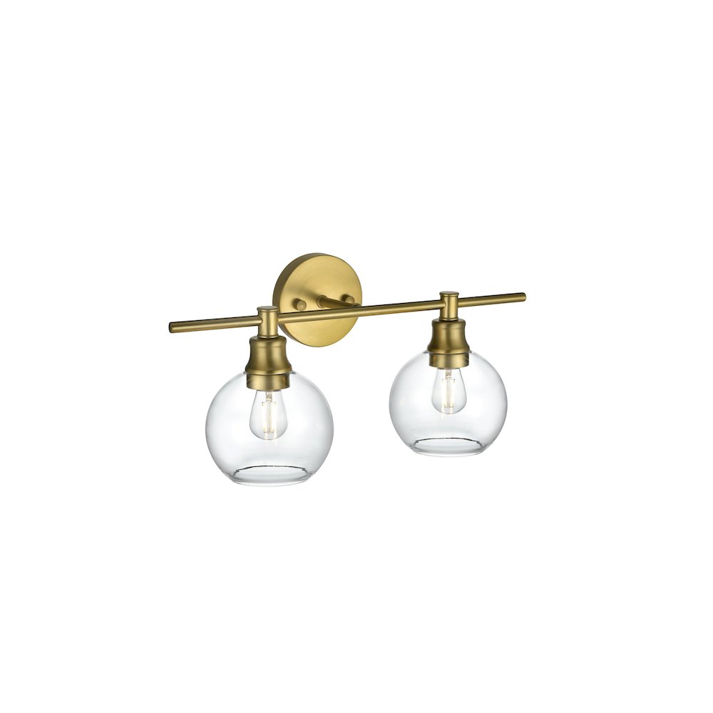 Collier 2 Light Satin Gold and Clear Glass Wall Sconce