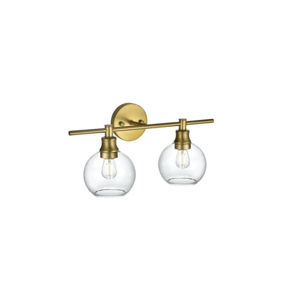 Collier 2 Light Satin Gold and Clear Glass Wall Sconce
