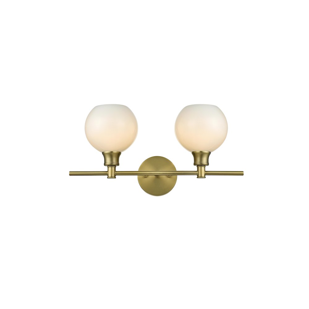 Collier 2 Light Satin Gold and Frosted White Glass Wall Sconce