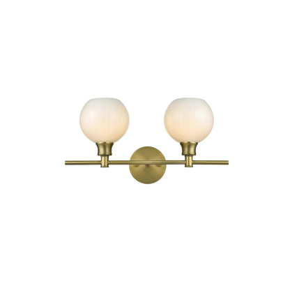 Collier 2 Light Satin Gold and Frosted White Glass Wall Sconce