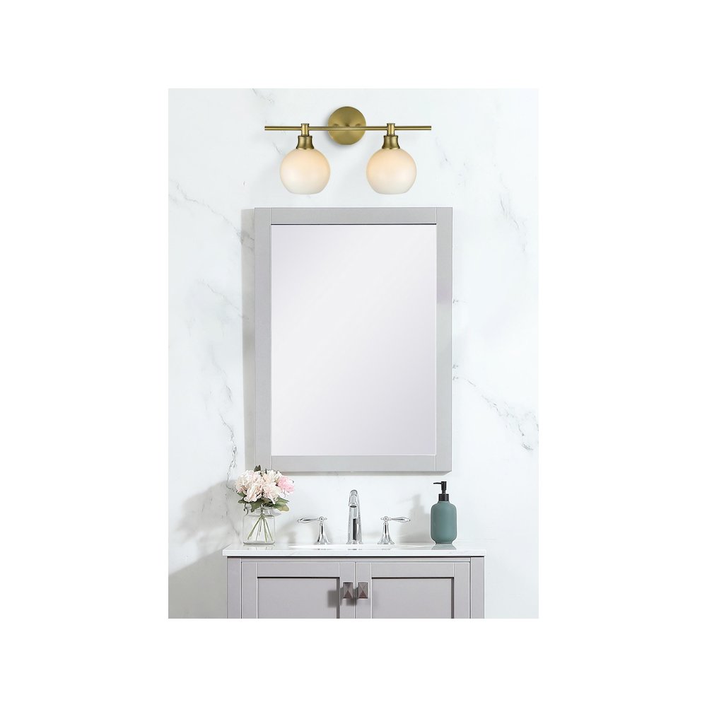 Collier 2 Light Satin Gold and Frosted White Glass Wall Sconce
