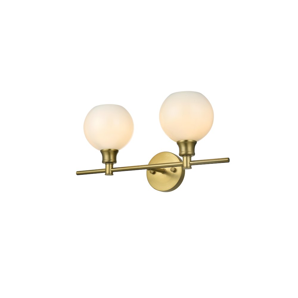 Collier 2 Light Satin Gold and Frosted White Glass Wall Sconce