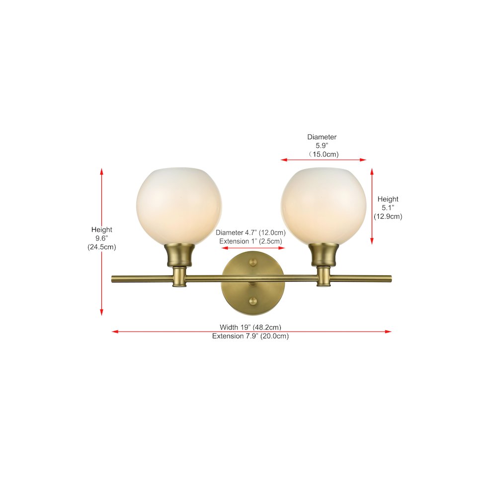 Collier 2 Light Satin Gold and Frosted White Glass Wall Sconce