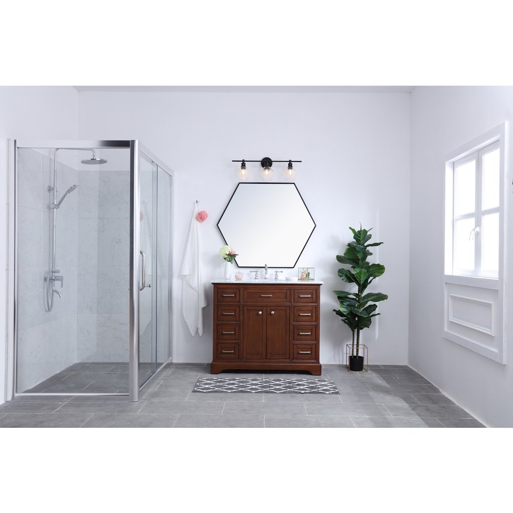 Gene 3 light Black and Clear glass Wall sconce