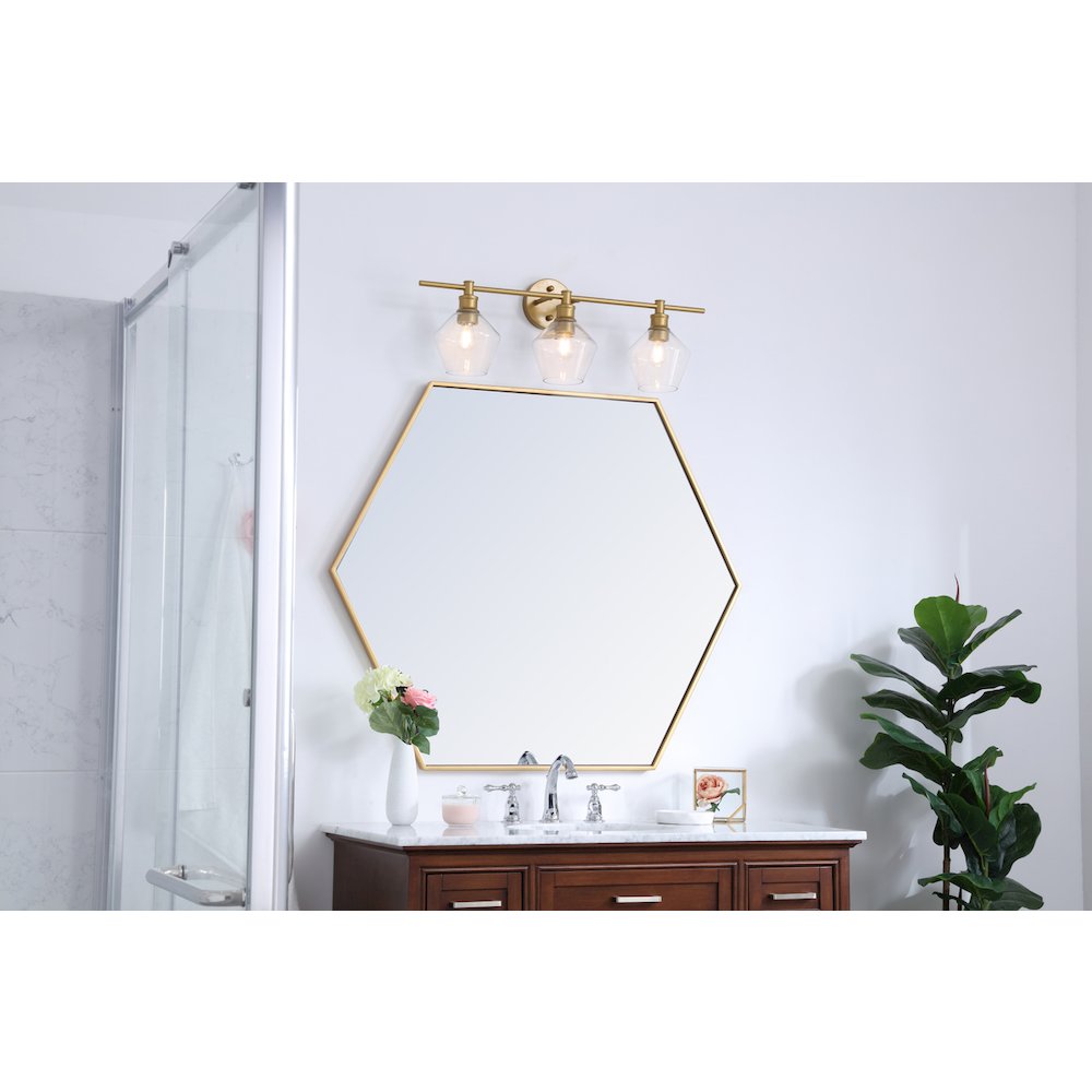 Gene 3 light Brass and Clear glass Wall sconce
