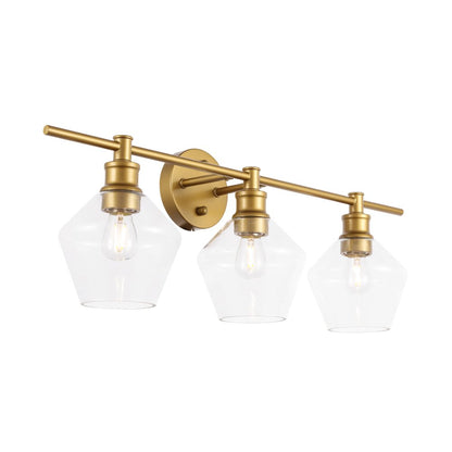 Gene 3 light Brass and Clear glass Wall sconce