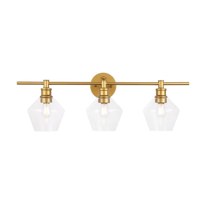 Gene 3 light Brass and Clear glass Wall sconce