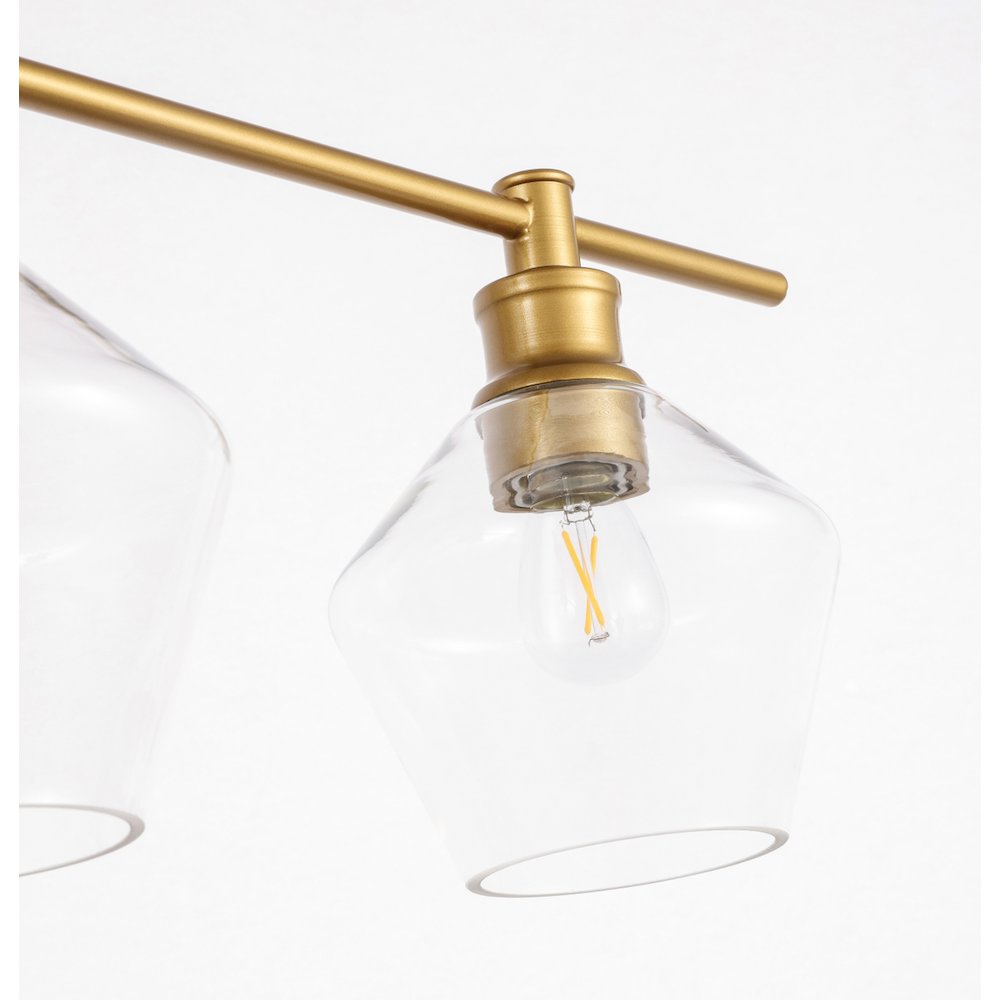Gene 3 light Brass and Clear glass Wall sconce