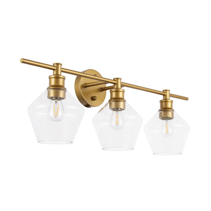Gene 3 light Brass and Clear glass Wall sconce