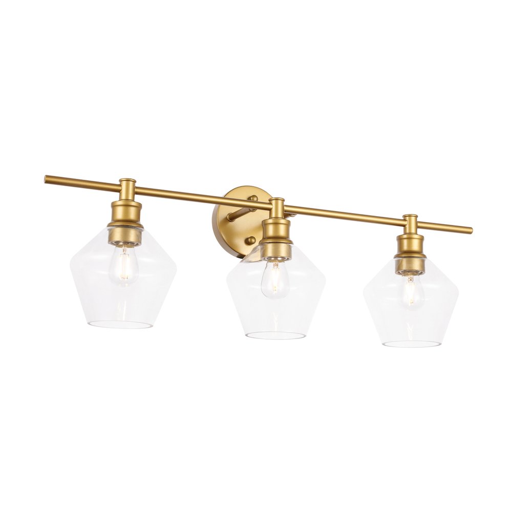 Gene 3 light Brass and Clear glass Wall sconce