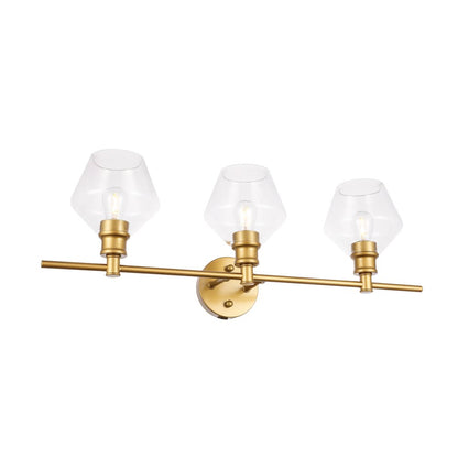 Gene 3 light Brass and Clear glass Wall sconce