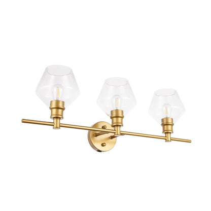 Gene 3 light Brass and Clear glass Wall sconce